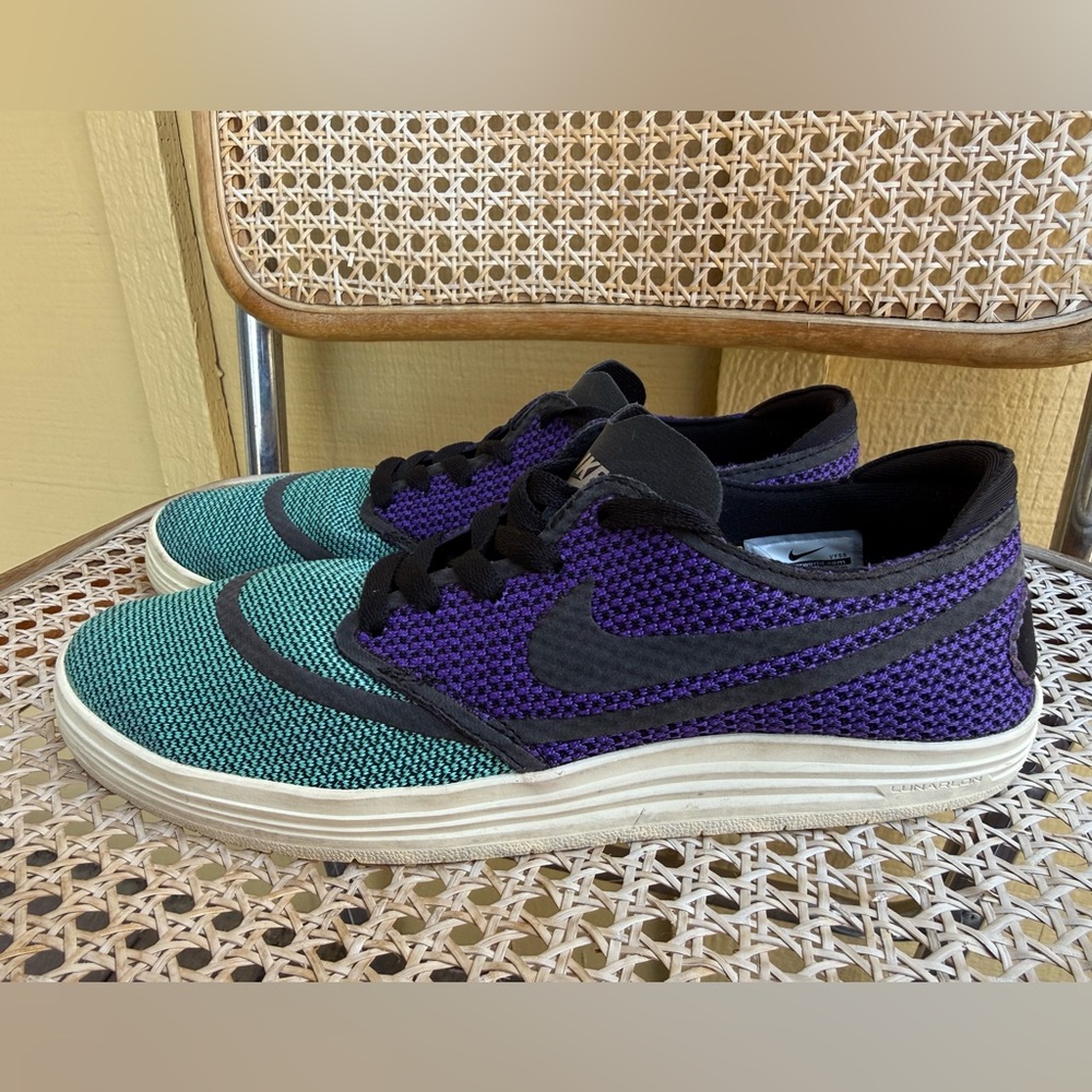 Nike SB Lunar One Shot Skate Shoes Teal Purple Black Men’s size 9